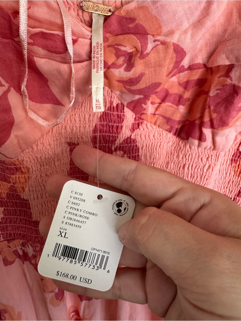 Free People Pink Floral Puff Sleeve Maxi Dress - Size XL - Picture 4 of 7